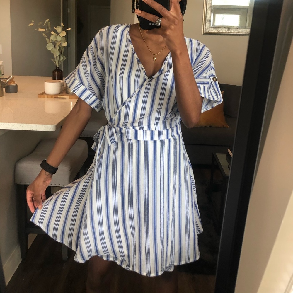 Striped A-Line Wrap Dress